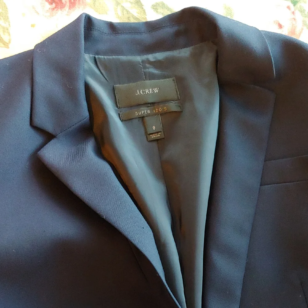 J. Crew Fine Wool Super 120s Button Blazer Coat in Navy Blue Women's size 8 - Picture 13 of 16